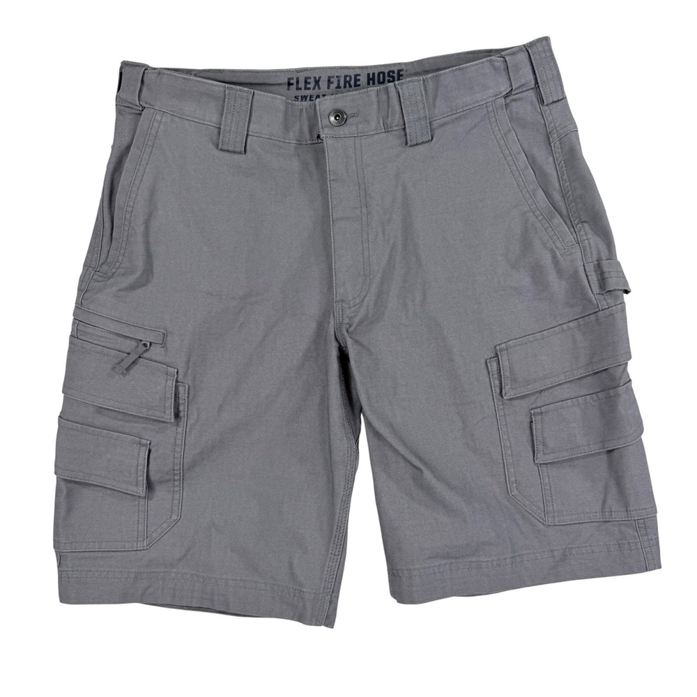 Duluth Trading Co Cargo Shorts Mens 36 Gray Flex Fire Hose Relaxed Fit Workwear